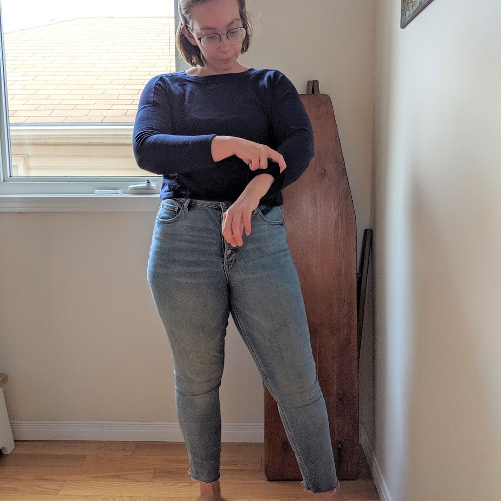 Navy Cropped Gap Sweater